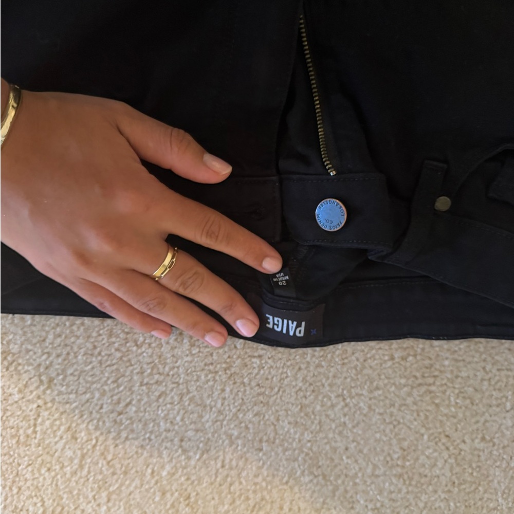 PAIGE Black Trousers with Zip Detail